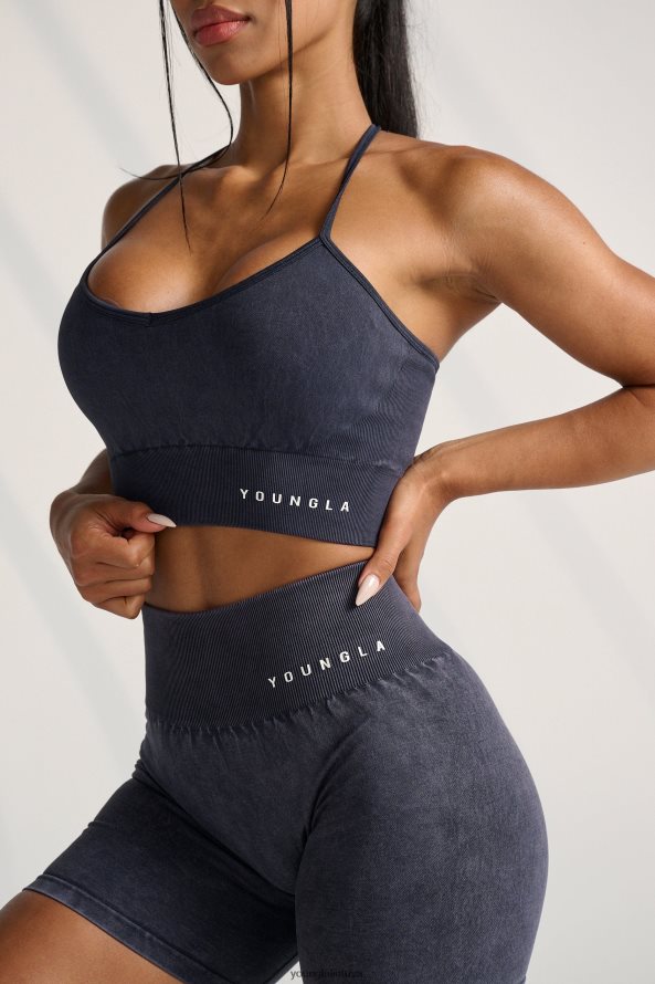 moterys pilkas plovimas w311 carbon cross back sportinė liemenėlė YoungLA apranga 2JR0N01005