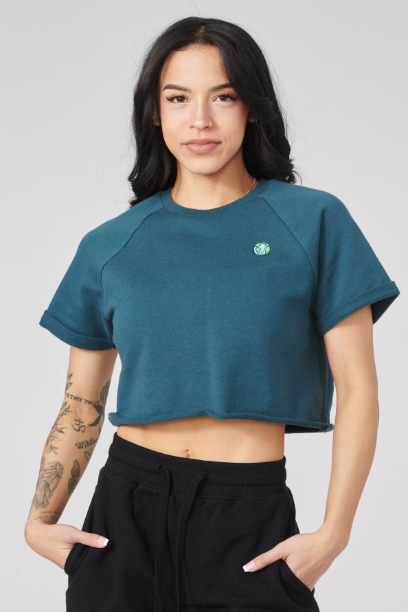 moterys žalsvai mėlyna w411 Raglan apkarpytas marškinėliai YoungLA apranga 2JR0N01055