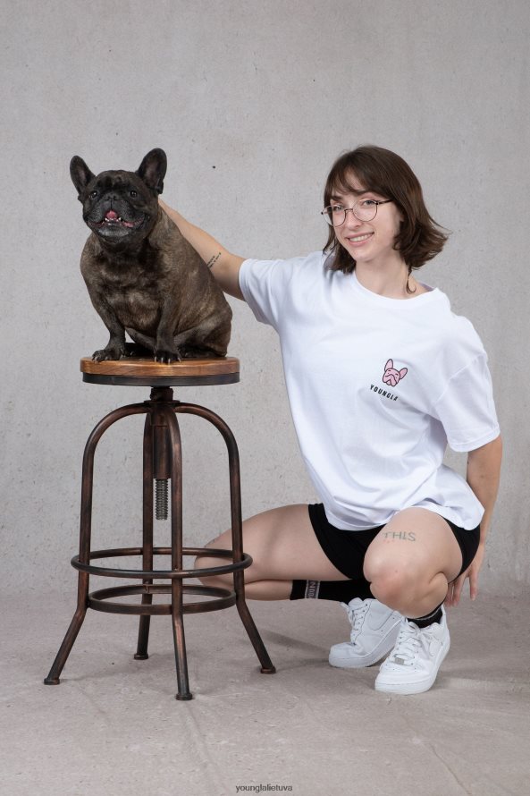 moterys baltas w417 iggy oversized marškinėliai YoungLA apranga 2JR0N01059