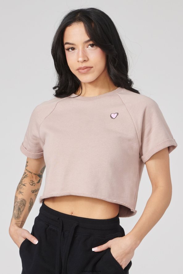moterys dulkėta rausva w411 Raglan apkarpytas marškinėliai YoungLA apranga 2JR0N01052