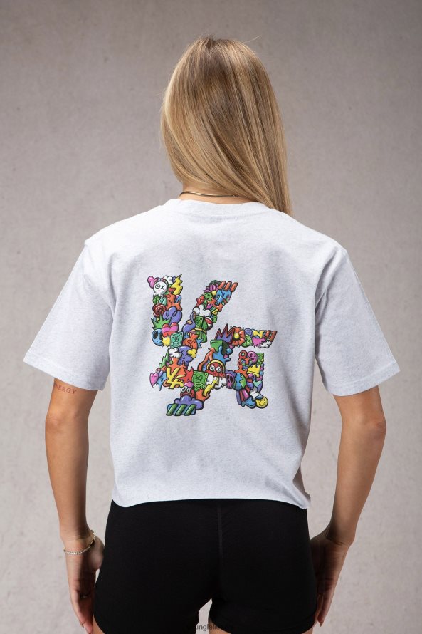 moterys viržių balta w421 trippy oversized marškinėliai YoungLA apranga 2JR0N01079