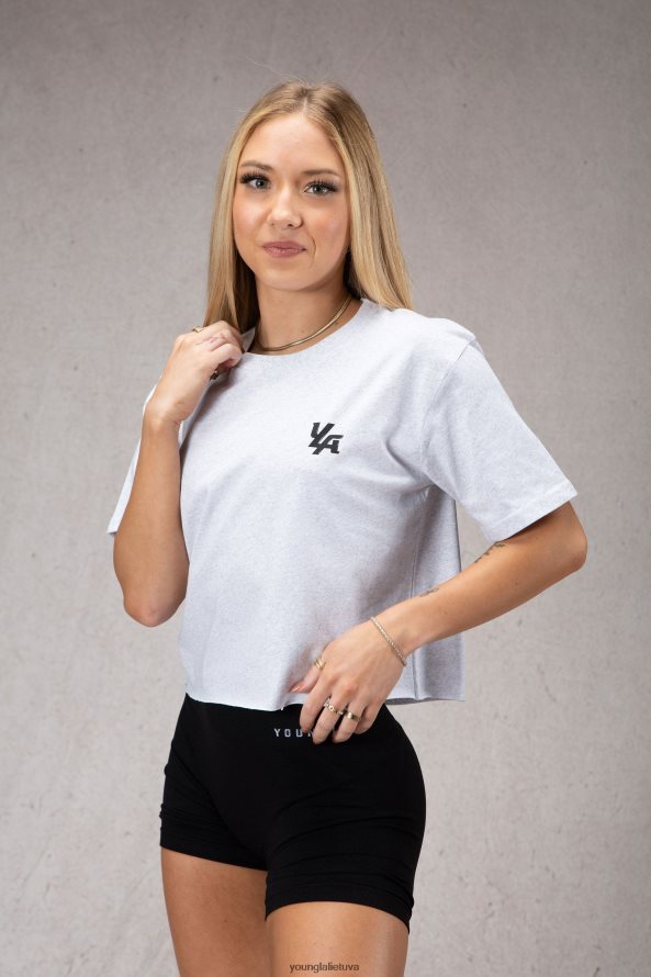 moterys viržių balta w421 trippy oversized marškinėliai YoungLA apranga 2JR0N01079