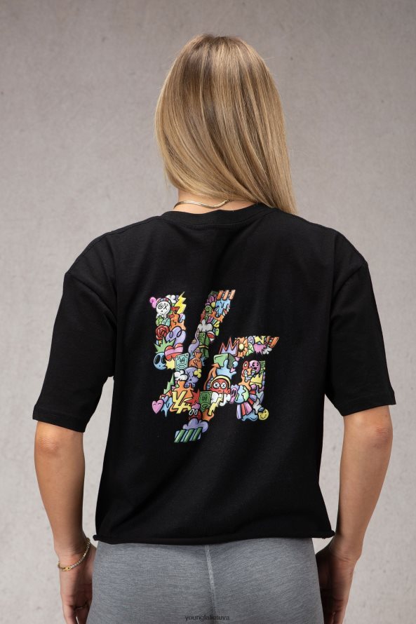moterys viržių balta w421 trippy oversized marškinėliai YoungLA apranga 2JR0N01079