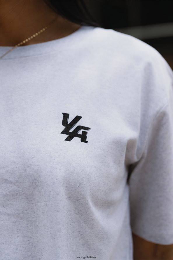 moterys viržių balta w421 trippy oversized marškinėliai YoungLA apranga 2JR0N01079