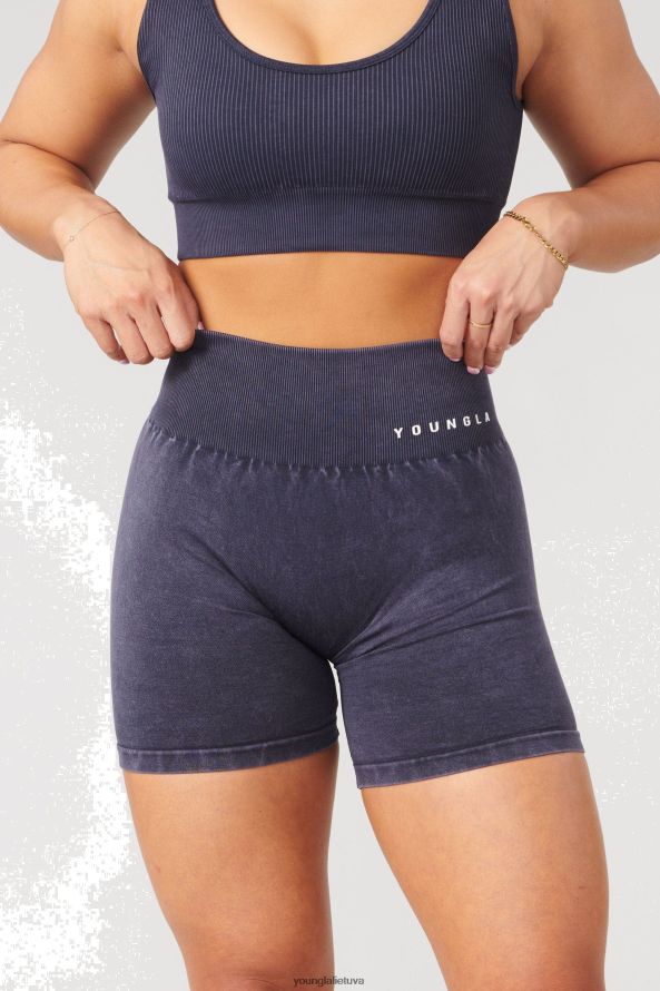 moterys juodas plovimas w111 carbon scrunch šortai YoungLA apranga 2JR0N01110