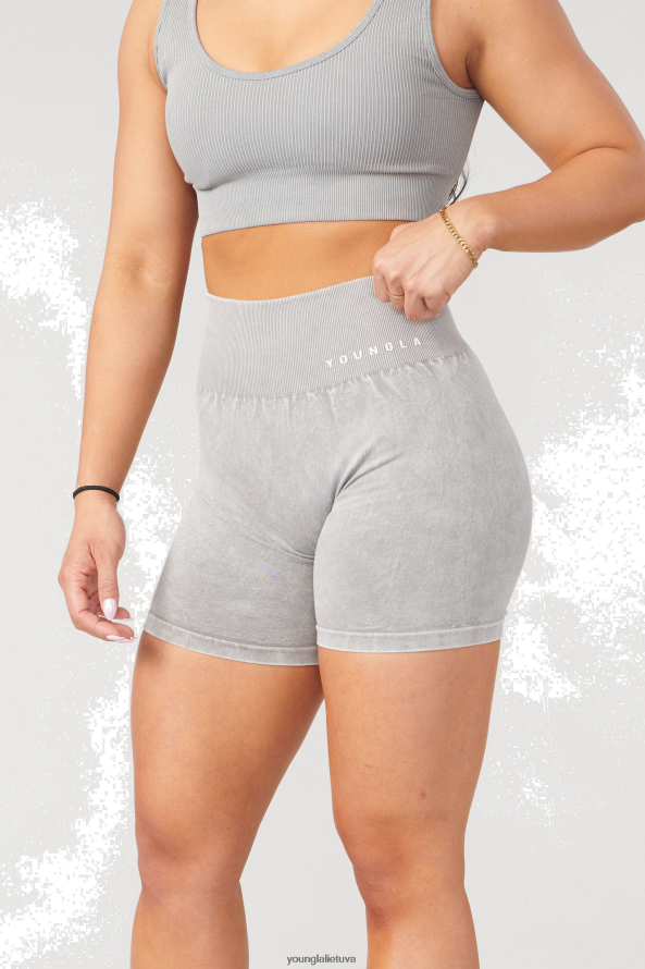 moterys pilkas plovimas w111 carbon scrunch šortai YoungLA apranga 2JR0N01111