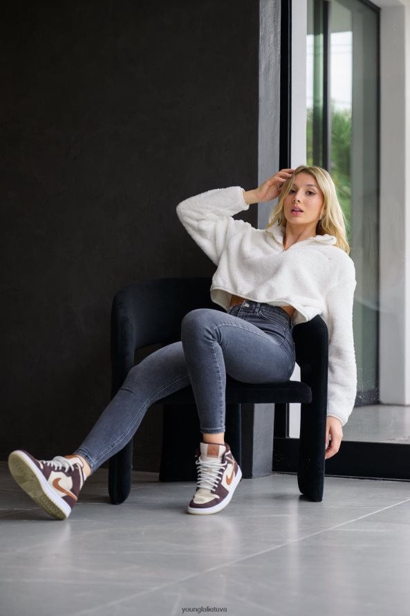 moterys lašiša W506 meškiuko vilnos megztinis YoungLA apranga 2JR0N01204